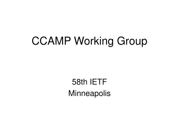 CCAMP Working Group