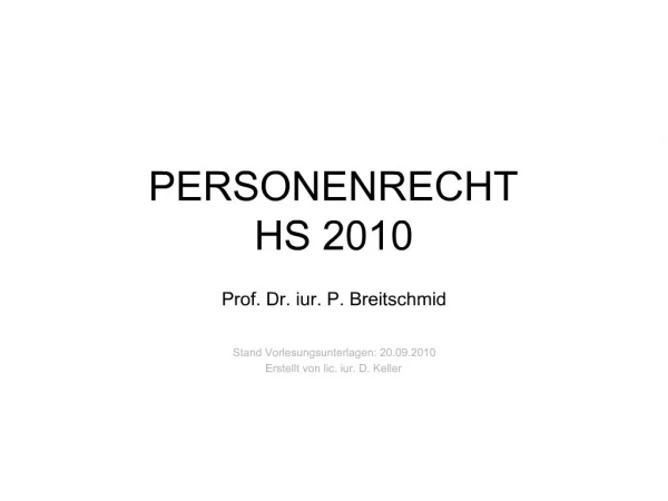 PERSONENRECHT HS 2010
