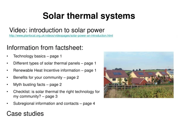 Solar thermal systems