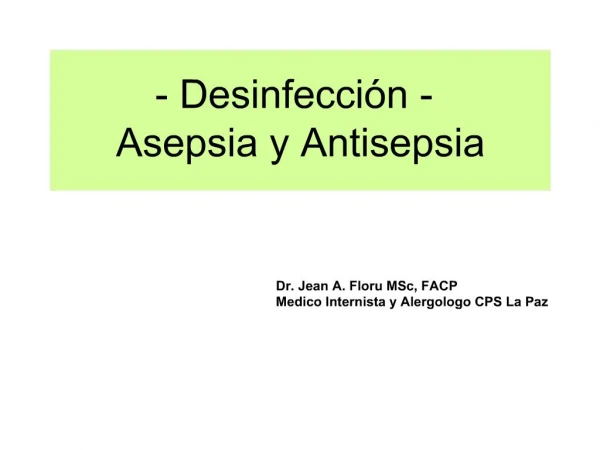 - Desinfecci n - Asepsia y Antisepsia