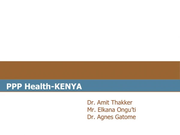 Public Private Partnerships in Health Sector- Kenya