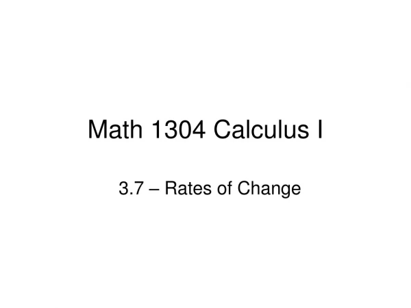 Math 1304 Calculus I