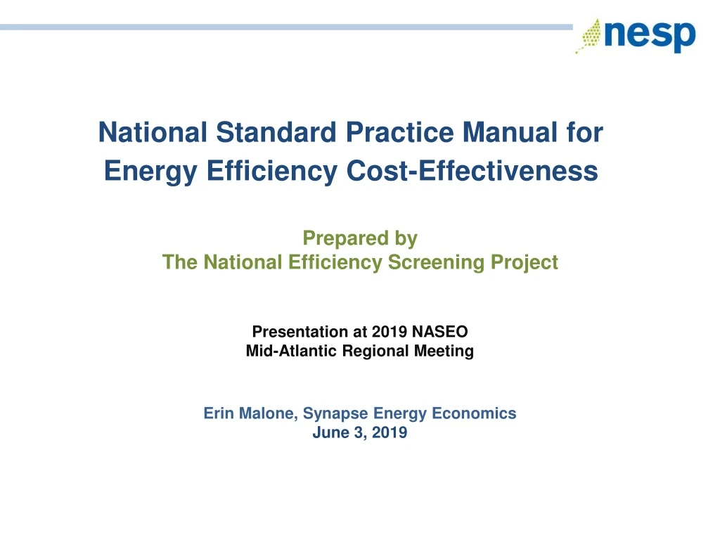 national standard practice manual for energy efficiency cost effectiveness