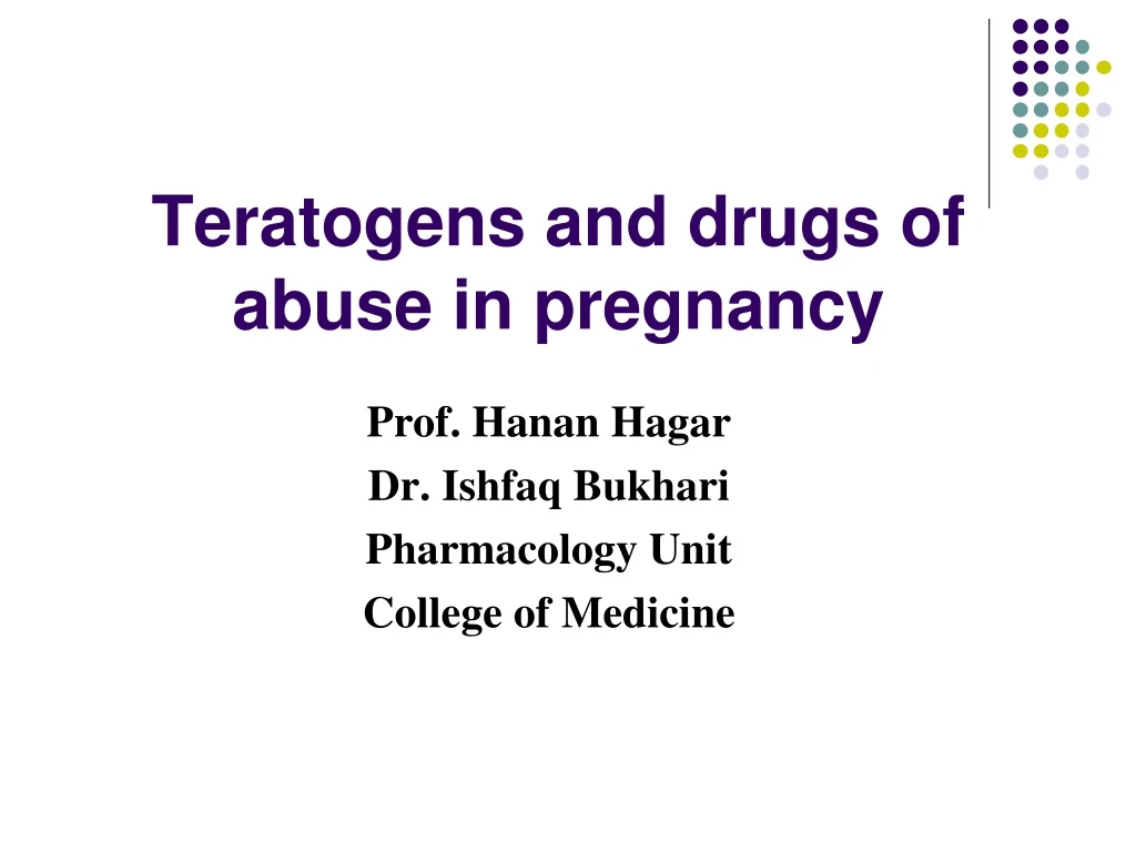 teratogens and drugs of abuse in pregnancy