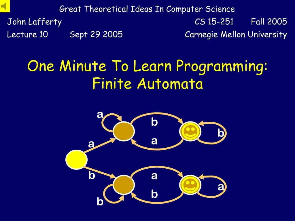 one minute to learn programming finite automata