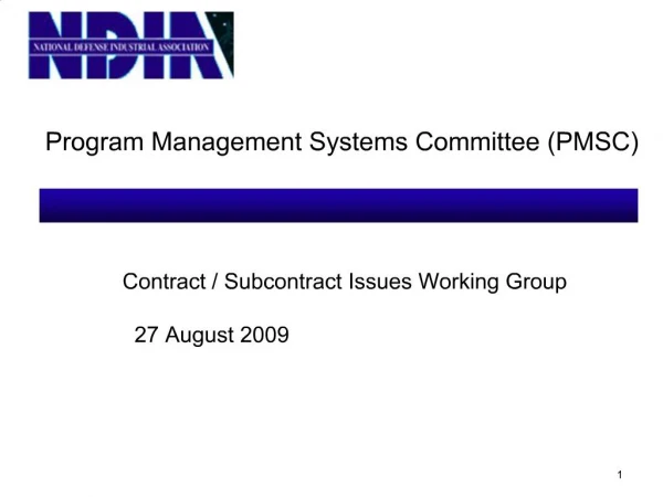 Program Management Systems Committee PMSC