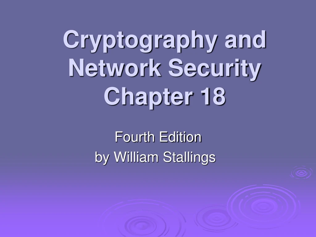 cryptography and network security chapter 18