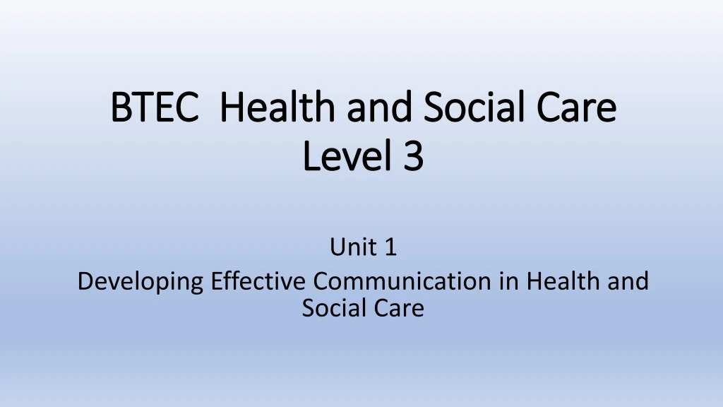btec health and social care level 3