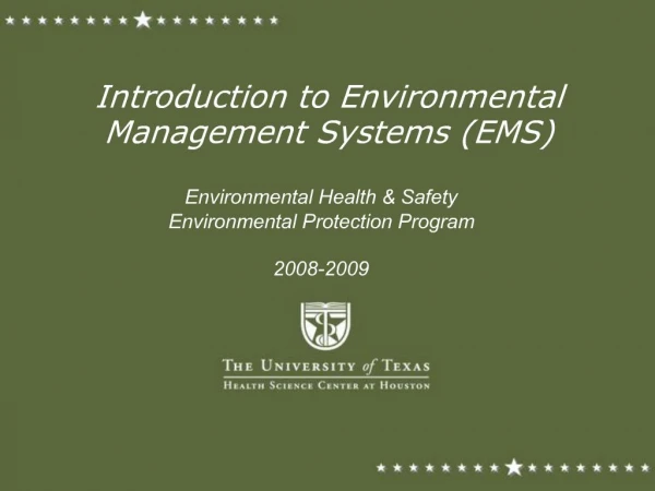 Introduction to Environmental Management Systems EMS