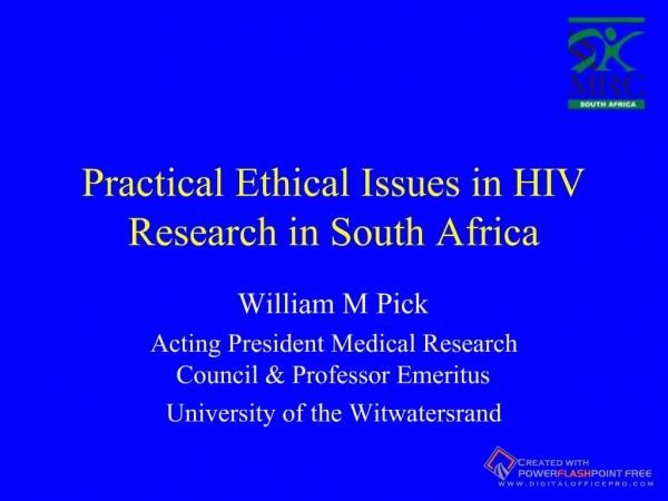 Practical Ethical Issues in HIV Research in South Africa