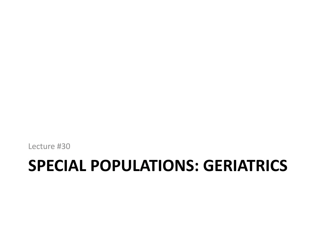 special populations geriatrics