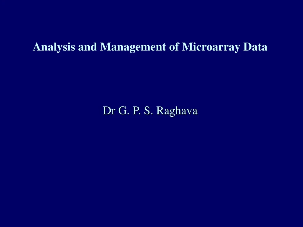 analysis and management of microarray data