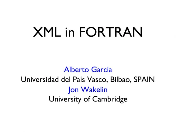 XML in FORTRAN