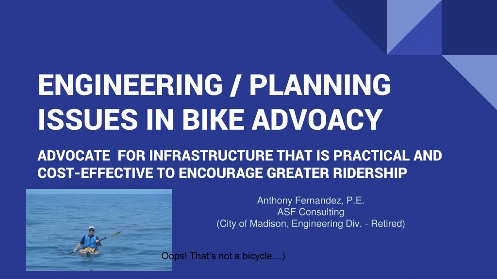 engineering planning issues in bike advoacy