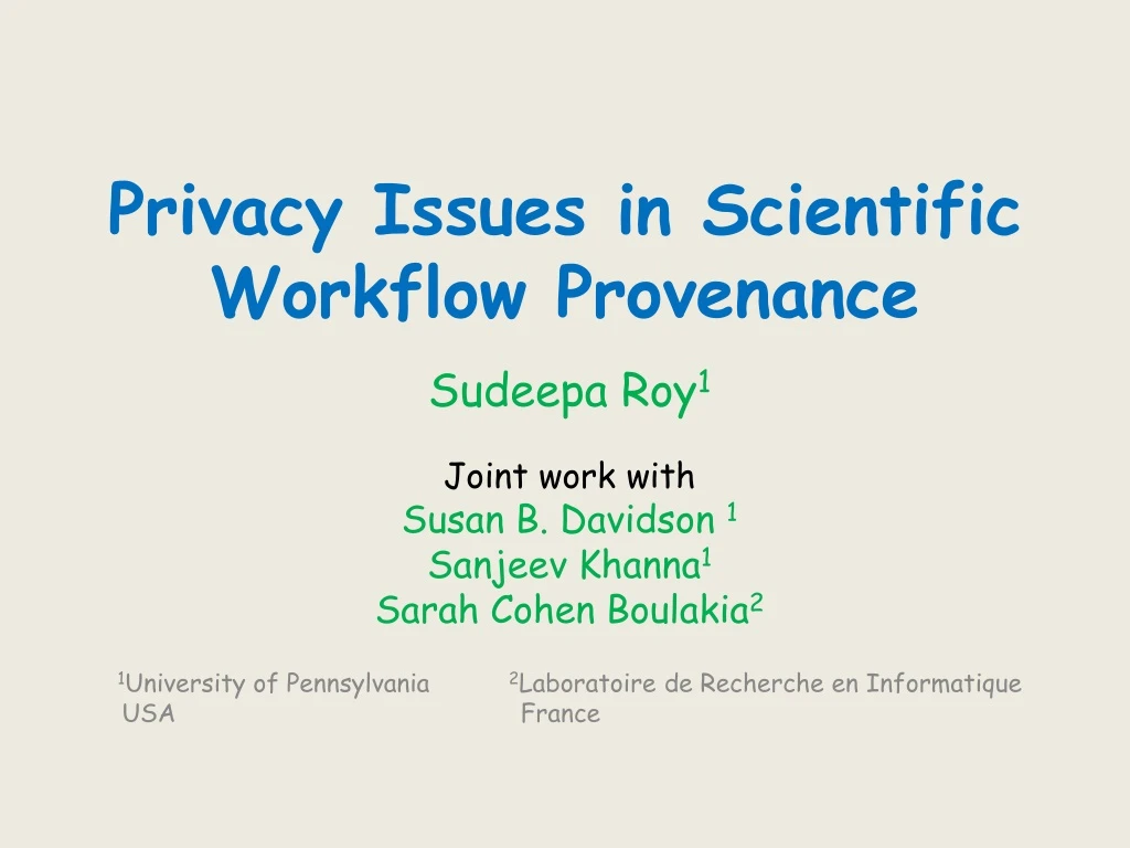 privacy issues in scientific workflow provenance