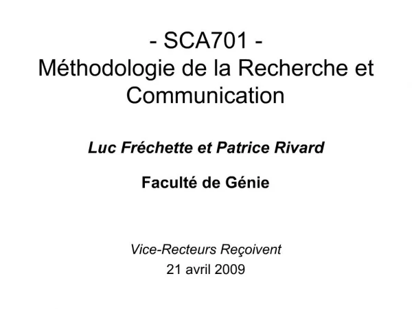 - SCA701 - M thodologie de la Recherche et Communication