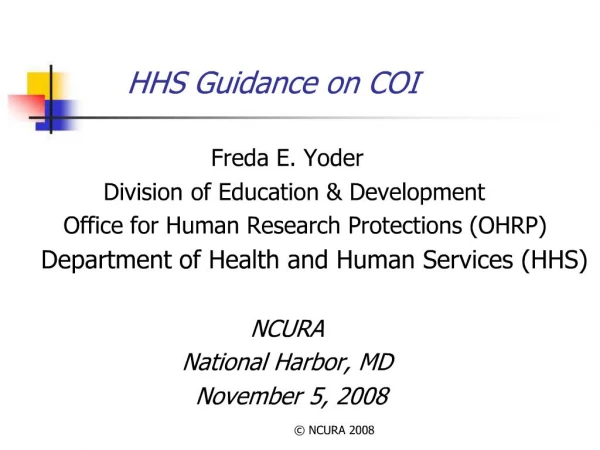 HHS Guidance on COI