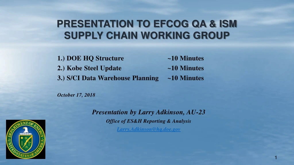 presentation to efcog qa ism supply chain working group