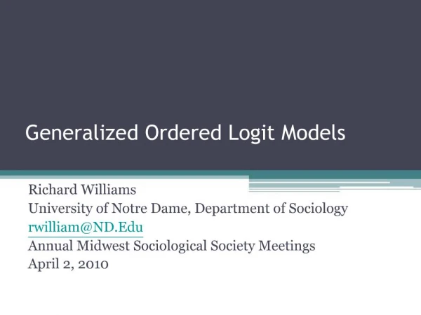 Generalized Ordered Logit Models