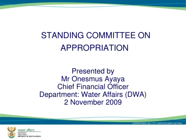 STANDING COMMITTEE ON APPROPRIATION