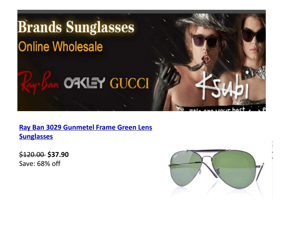 ray ban 3029 gunmetel frame green lens sunglasses