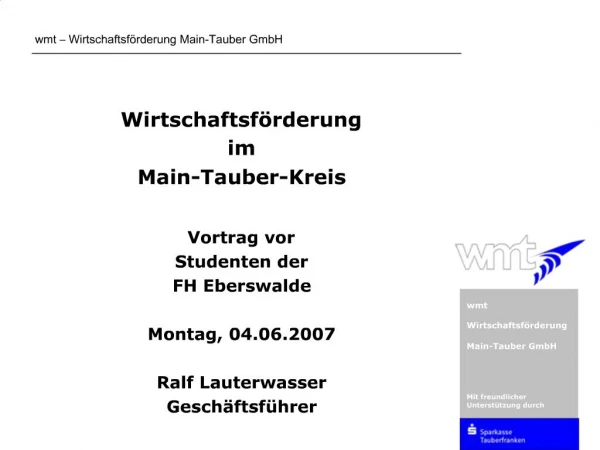 Wmt Wirtschaftsf rderung Main-Tauber GmbH