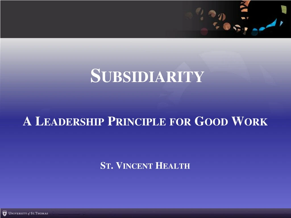 subsidiarity a leadership principle for good work