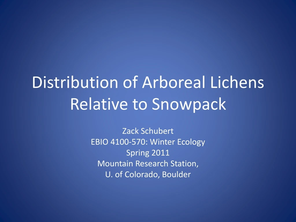 distribution of arboreal lichens relative to snowpack