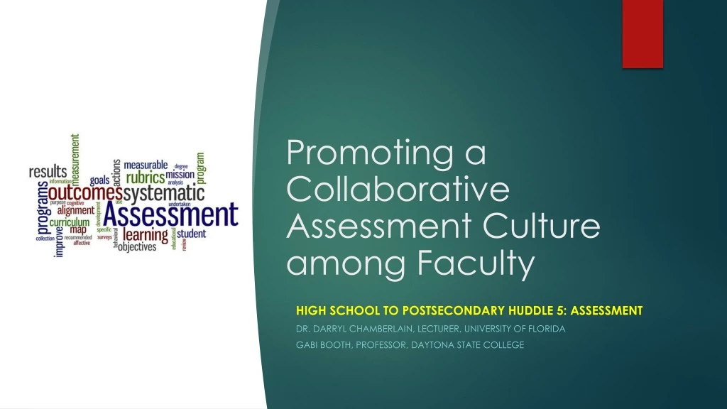promoting a collaborative assessment culture among faculty