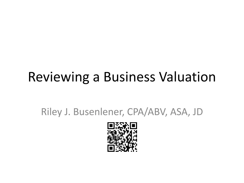 reviewing a business valuation
