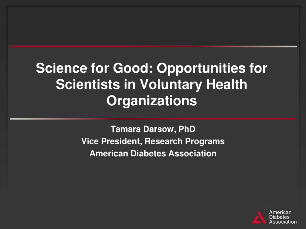 science for good opportunities for scientists in voluntary health organizations