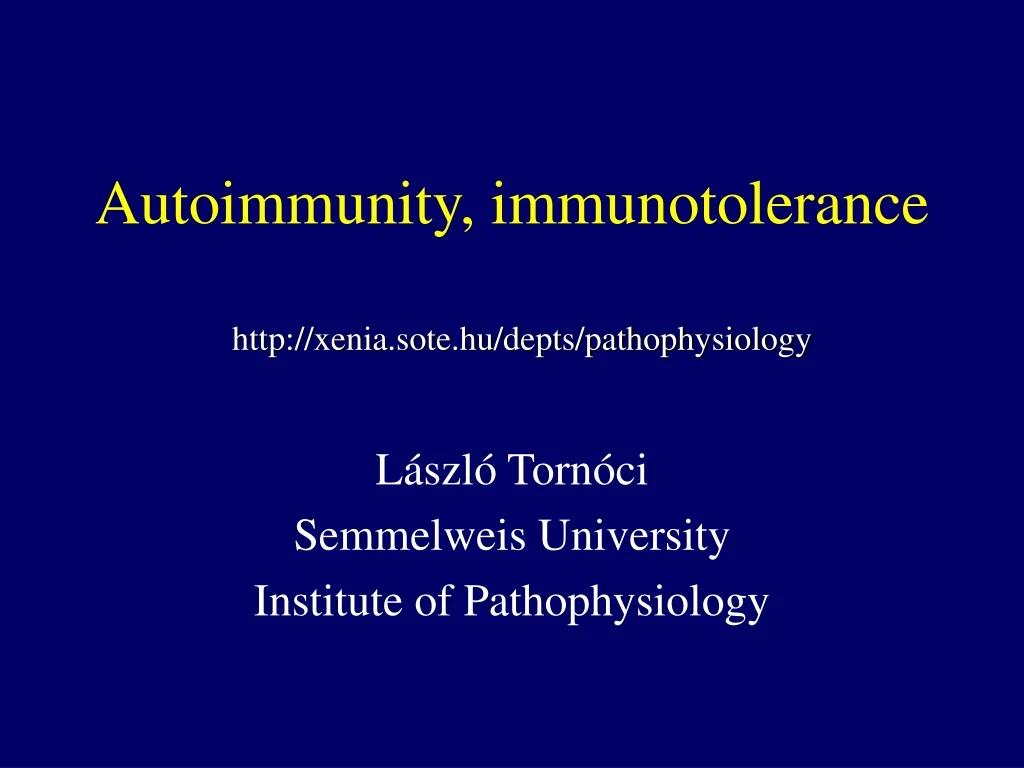 autoimmunity immun o toleranc e