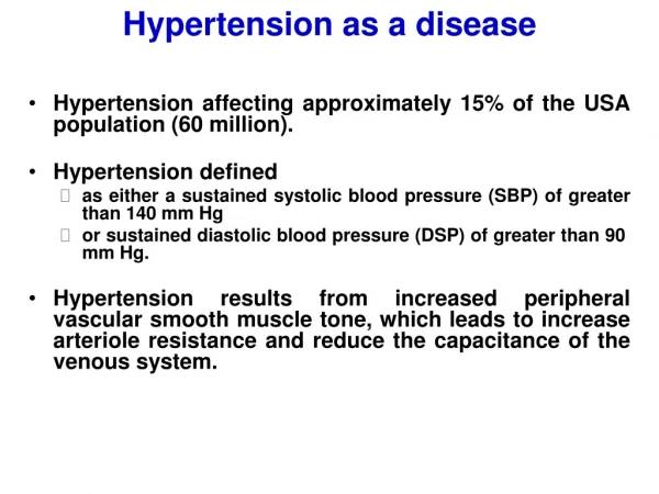 Hypertension as a disease