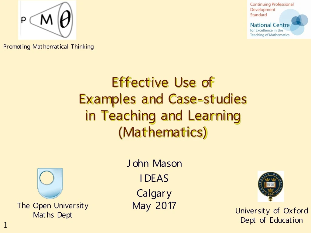 effective use of examples and case studies in teaching and learning mathematics