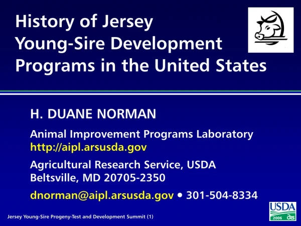 History of Jersey Young-Sire Development Programs in the United States
