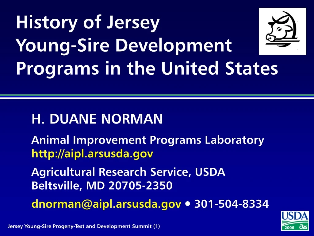 history of jersey young sire development programs in the united states