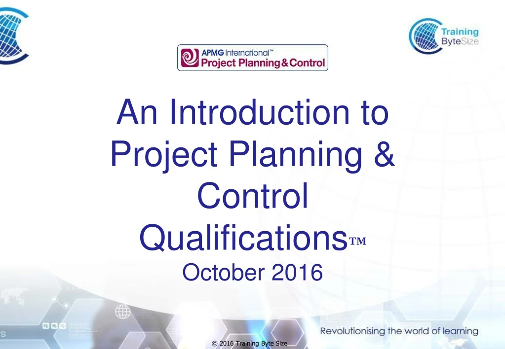 an introduction to project planning control