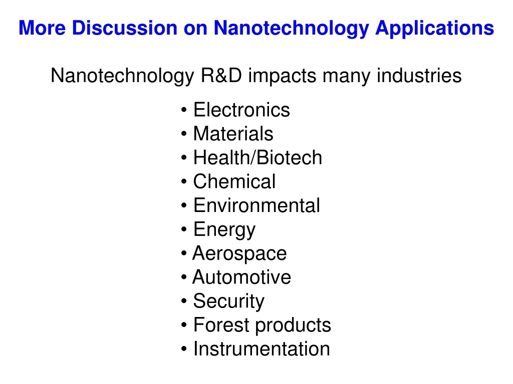nanotechnology r d impacts many industries