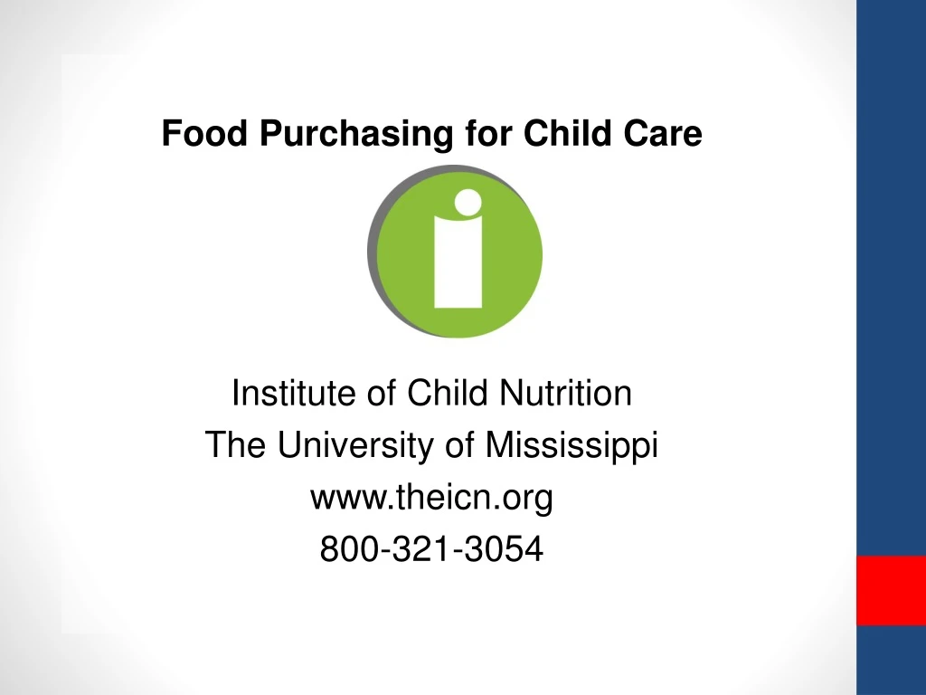 food purchasing for child care institute of child