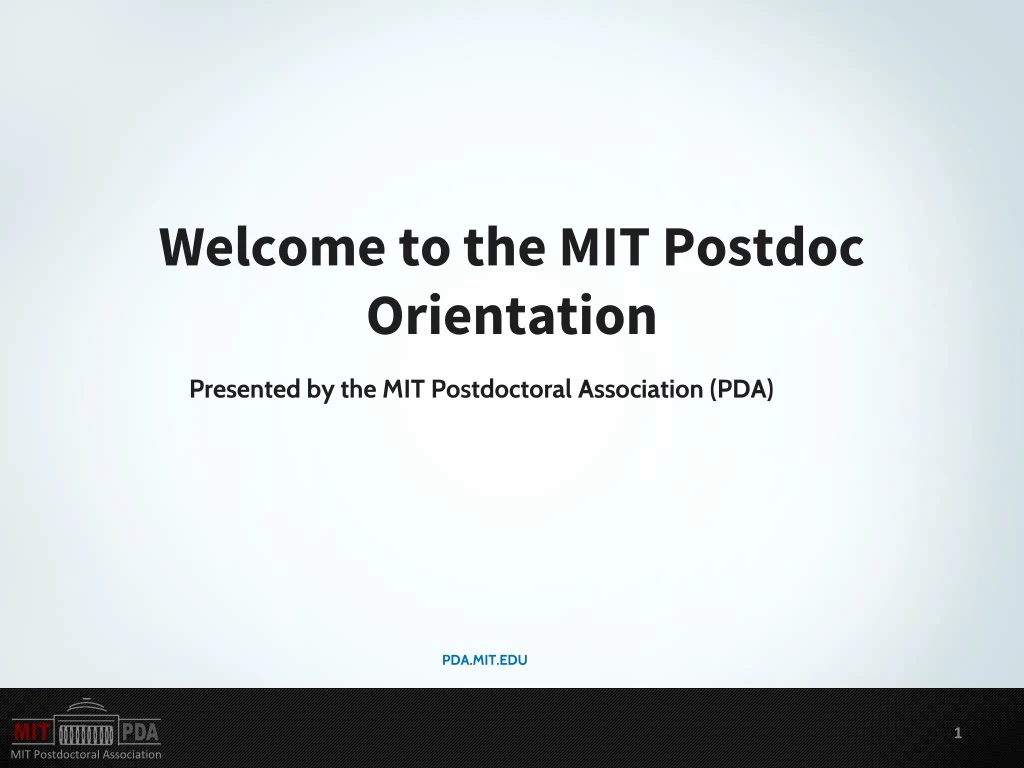 welcome to the mit postdoc orientation