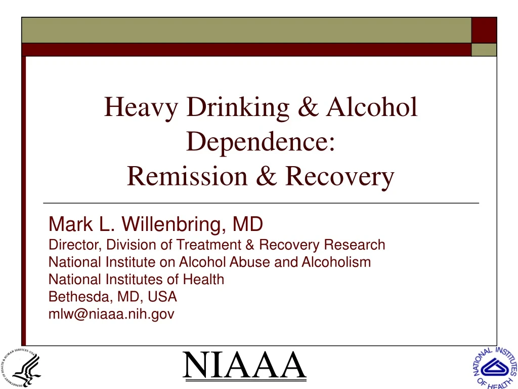 heavy drinking alcohol dependence remission recovery
