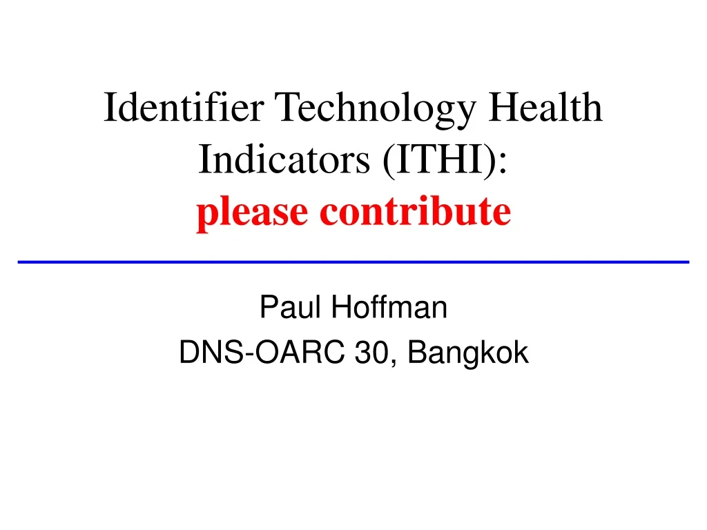 identifier technology health indicators ithi please contribute