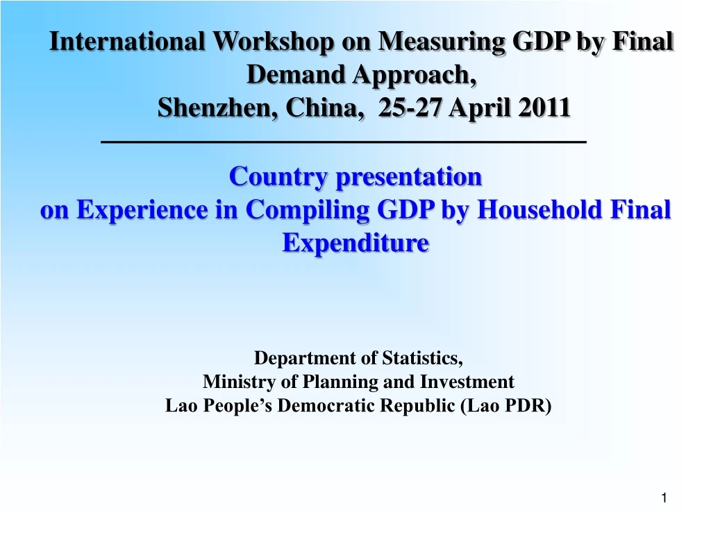 international workshop on measuring gdp by final
