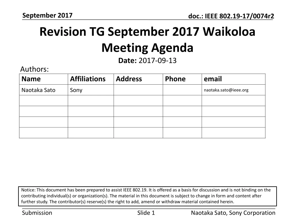 revision tg september 2017 waikoloa meeting agenda