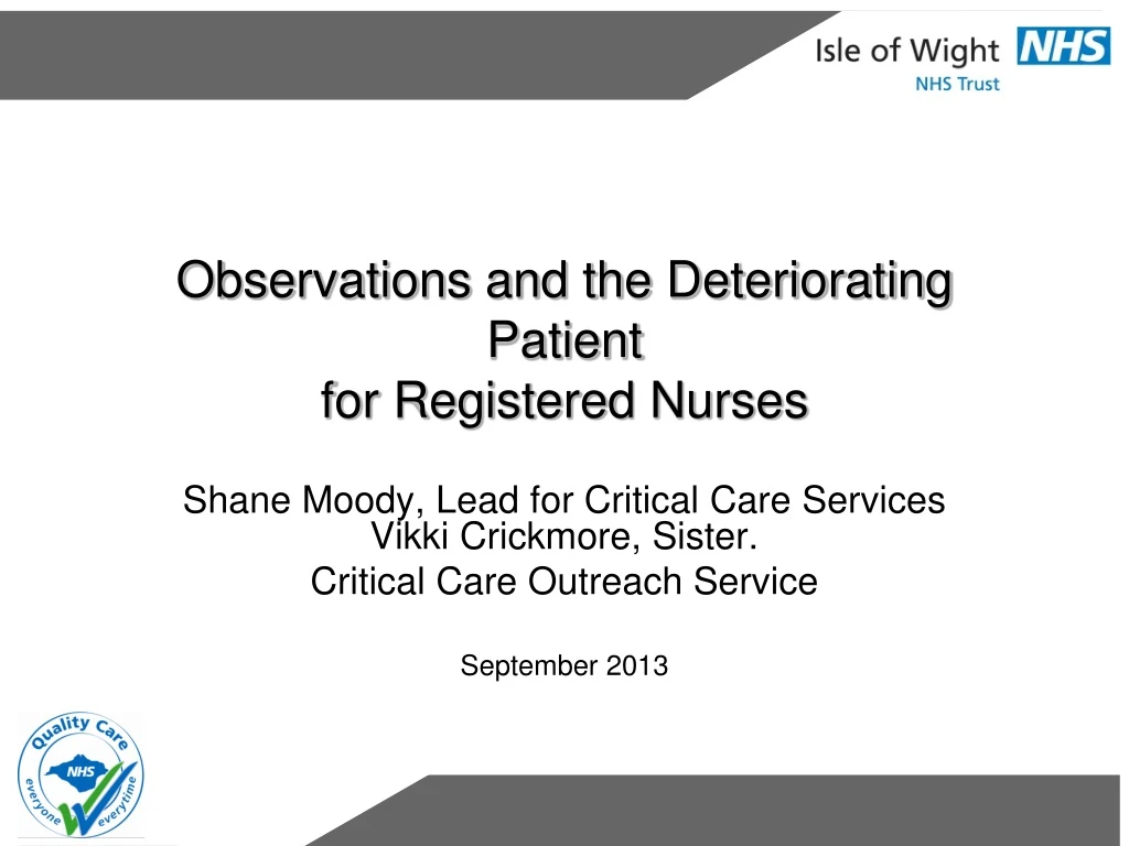 observations and the deteriorating patient for registered nurses