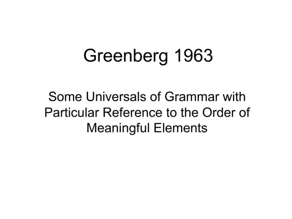 Greenberg 1963