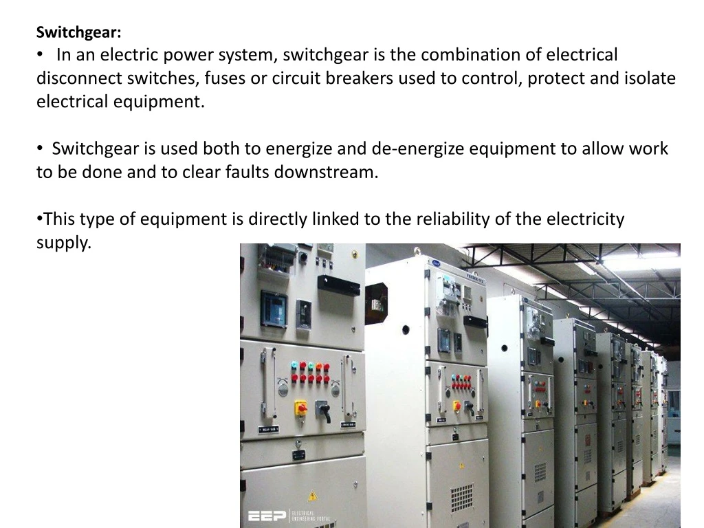 switchgear in an electric power system switchgear