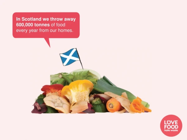 In Scotland we throw away 600,000 tonnes of food every year from our homes.