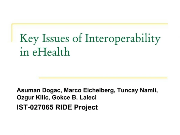Key Issues of Interoperability in eHealth