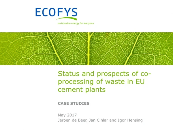 Status and prospects of co-processing of waste in EU cement plants